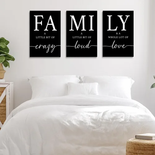Miniatura 3 de GUBIYU Decoración de Pared Familiar en Negro para Hogar, para Sala de Estar, Comedor, Cuadros de Arte de Pared, Cuadros para Dormitorio, Carteles