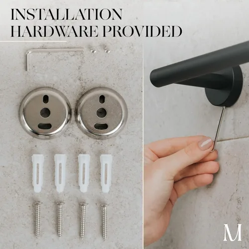 Miniatura 4 de Marmolux Acc - Toallero negro mate - Toallero de baño de 24 pulgadas - Barra SUS 304 de acero inoxidable resistente - Juego de almacenamiento