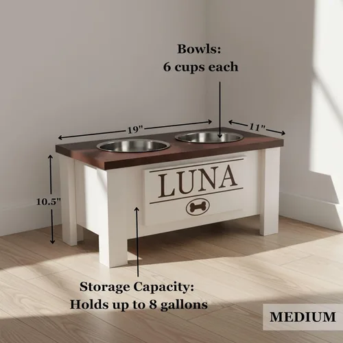 Miniatura 43 de GrooveThis Woodshop Soporte Personalizado de Cuenco Elevado para Perros de Tamaño Grande, Mediano, Pequeño y Extra Pequeño - Cuencos de Acero Negro