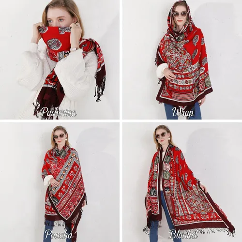 Miniatura 209 de DANA XU Manta de pashmina extragrande 100% de lana merina, bufanda de viaje, bufanda de cachemira para mujer, otoño e invierno, chal de gran