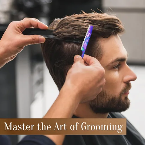Miniatura 4 de Facón - Navajas para cortar el cabello - Juego profesional de navajas para peinado con 11 cuchillas de repuesto, herramienta de corte de cabello