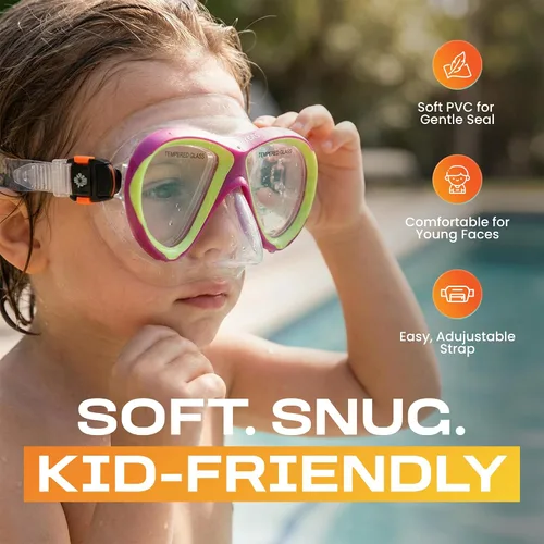 Miniatura 7 de Hawaii Divers Guppy Kids Snorkel Combo - Mask and Snorkel Set Ages 4+, Swimming Goggles Tempered Glass Lens, Snorkel mask Quick-Release Buckle
