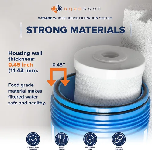 Miniatura 5 de Sistema de filtro de agua de 3 etapas para toda la casa de 20 x 4,5 pulgadas con llave, soporte, medidor y botones de liberación Filtros de agua