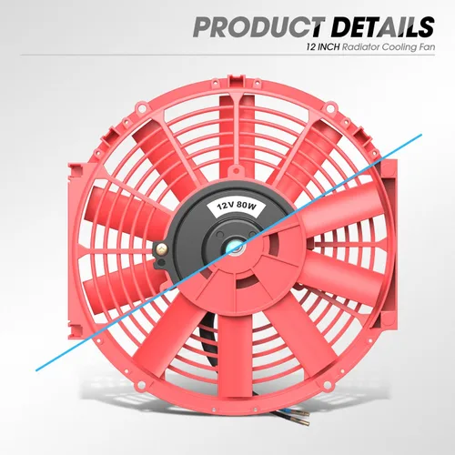 Miniatura 7 de DNA Motoring Ventilador de radiador delgado de refrigeración eléctrica de alto rendimiento de 12 pulgadas con kit de montaje, rojo, 2 piezas