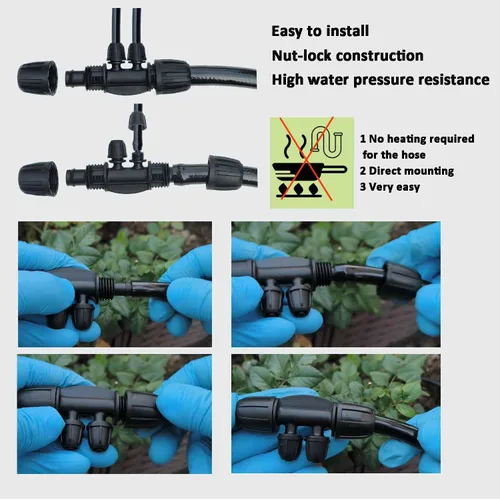 Miniatura 5 de Sistema de riego por goteo de 160 pies con temporizador de agua para jardín, manguera de agua principal ID 1/2 pulgada 30 pies, 1/4 pulgadas 130