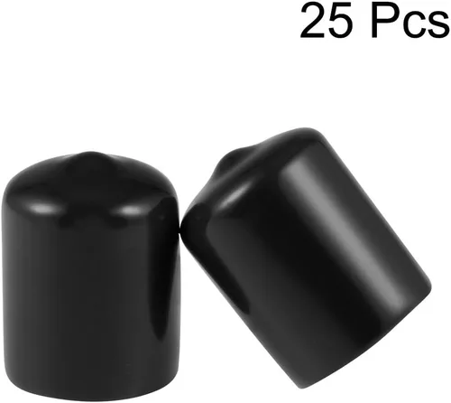 Miniatura 2 de uxcell 25 tapas de goma de 0.787 in de vinilo de identificación redonda tapa tapa de rosca de tornillo protectores negro