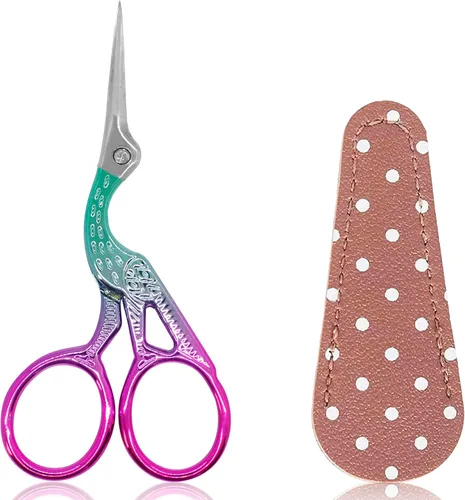 Miniatura 13 de BIHRTC - Tijeras de crochet de 4.5 pulgadas con estuche, tijeras de bordar de acero inoxidable, afiladas para manualidades, costura, hilo, Celadon