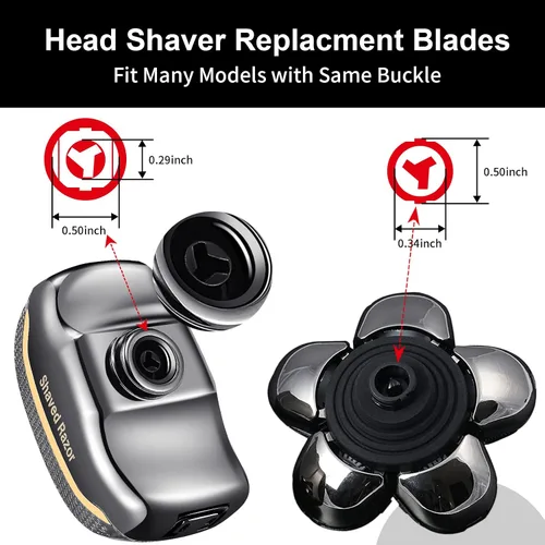 Miniatura 2 de Cabezales de repuesto para afeitadora de cabeza magnéticas, 7 cuchillas de repuesto compatibles con Freebird Shaver y otras marcas (plateado6)