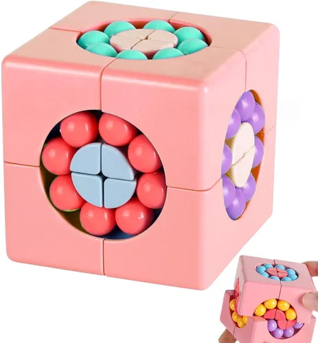 Miniatura 10 de YUDANSI Juguete de rompecabezas de frijol mágico, cubo giratorio 2 en 1, cubo mágico giratorio, regalo para niños y niñas de 3 años, 5-7, 8-12