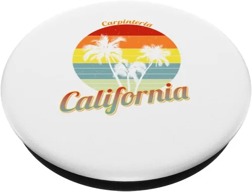 Miniatura 2 de Carpinteria California Retro Tropical Palm Trees Vacation PopSockets Swappable PopGrip