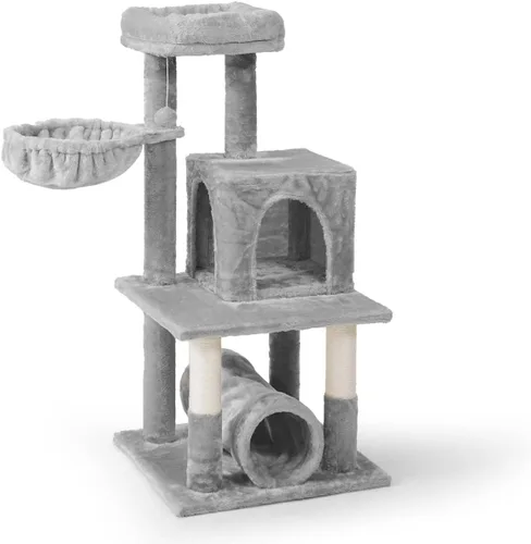 Miniatura 17 de BOWHAUS Árbol alto para gatos grandes o gatitos de interior, árbol de actividades para gatos de varios niveles con postes rascadores, hamaca