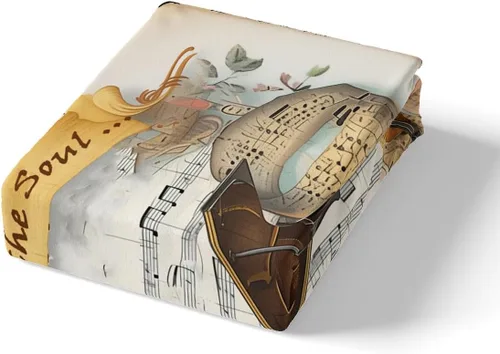 Miniatura 5 de Juego de sábanas de violonchelo de piano tamaño individual, juego de ropa de cama de 3 piezas para niños y niñas, decoración de habitación