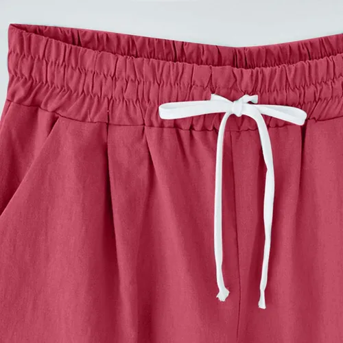 Miniatura 27 de Pantalones cortos sólidos con control de barriga, casuales, con cordón, cómodos, para mujer, pantalones cortos ligeros de verano para correr 2023