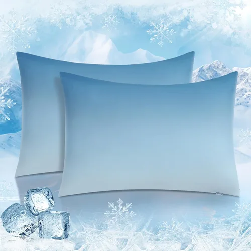 Miniatura 21 de LUXEAR Fundas de almohada refrescantes tamaño King, paquete de 2 fundas de almohada Arc-Chill Cool con diseño de doble cara [Refrescante y algodón]