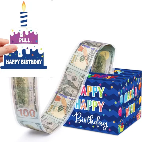Caja de dinero de cumpleaños para regalo en efectivo, cajas de regalo sorpresa para dinero, caja de dinero con tarjeta de feliz cumpleaños extraíble