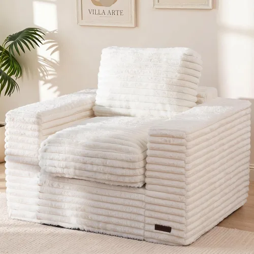 MAXYOYO Puf Gigante Silla para Adultos, Sofá de Suelo Tapizado con Almohadas y Reposabrazos, Puf Grande Sofá Silla de Felpa Sofá Puf para Dormitorio