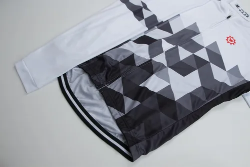 Miniatura 5 de GCRFL Camiseta de ciclismo de manga larga para hombre, con bolsillo de cremallera 3+1, transpirable, de secado rápido