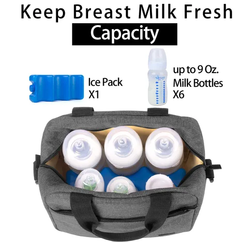 Miniatura 2 de Teamoy Bolsa enfriadora de leche materna con bolsa de hielo para 6 biberones grandes de hasta 9 onzas, bolsa enfriadora de biberones de viaje