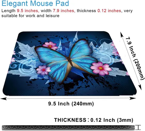 Miniatura 2 de Alfombrilla para ratón con base de goma antideslizante de mariposas azules CANFLASHION para computadoras, portátiles y oficina, alfombrillas