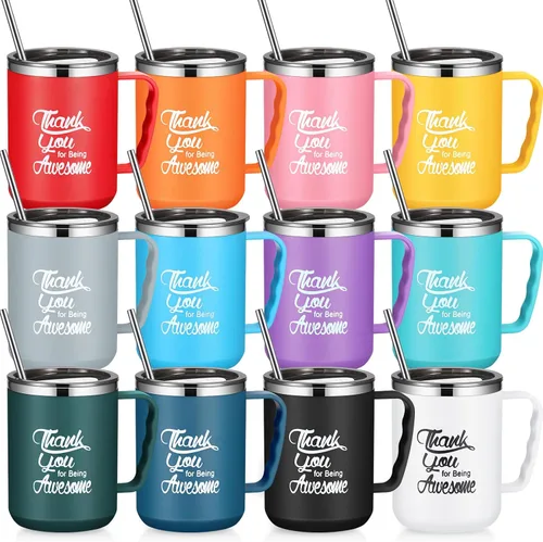 Umigy 12 tazas de café de agradecimiento a los empleados, regalo a granel, taza de 17 onzas, vaso de viaje aislado de acero inoxidable, regalo