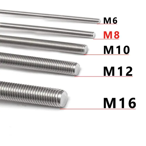 Miniatura 3 de Feelers Varilla roscada de acero inoxidable 304 M8-1.25, tornillo roscado largo, rosca derecha, 9.843 in de longitud【Paquete de 2】