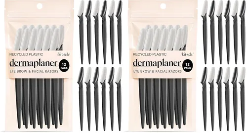 Miniatura 14 de Kitsch Dermaplane - Maquinilla de afeitar facial para mujeres y hombres, maquinillas de afeitar para cejas y afeitadora facial - Maquinilla de Negro
