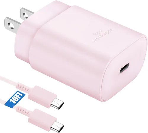 Miniatura 7 de Cable de carga súper rápida de 25W Tipo C con bloque y cable cargador USB C de 10 pies para teléfono Android Samsung Galaxy S25/S24 Púrpura