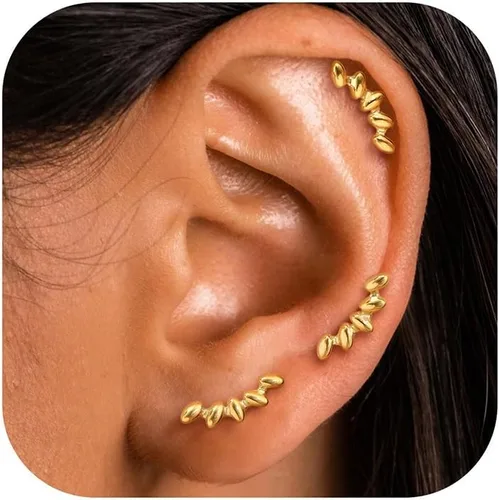 Miniatura 19 de GEMQUEEN Aretes tipo dormilona plana: aretes de acero quirúrgico de titanio rellenos de oro de 14 quilates, hipoalergénicos para mujeres y hombres