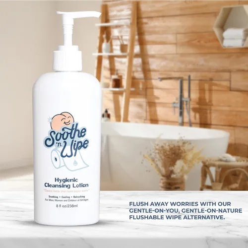 Miniatura 5 de Soothe 'n Wipe Loción limpiadora higiénica de 8 onzas, alternativa de toallitas desechables con aloe e hidratantes, humedecedor de papel higiénico
