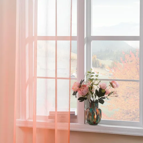Miniatura 8 de naturetalk Cortinas opacas para oscurecer la habitación con degradado traslúcido, juego de 2 paneles de cortina – Parte superior con ojales