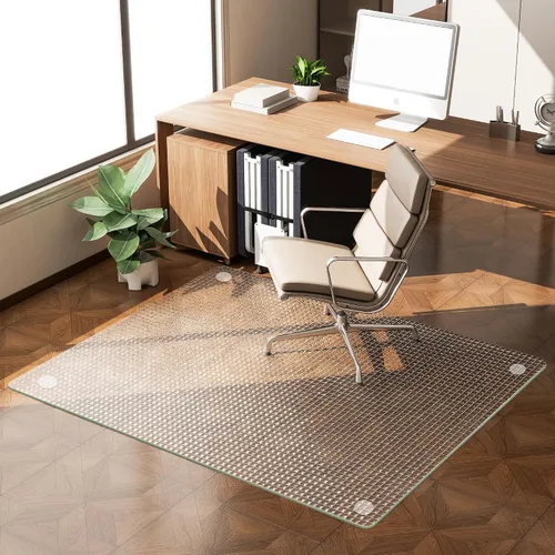 Miniatura 16 de Easly Tapete para silla de 46" x 55" para alfombra - Tapete para silla de oficina - Tapete de piso de vidrio templado para hogar/oficina/alfombra
