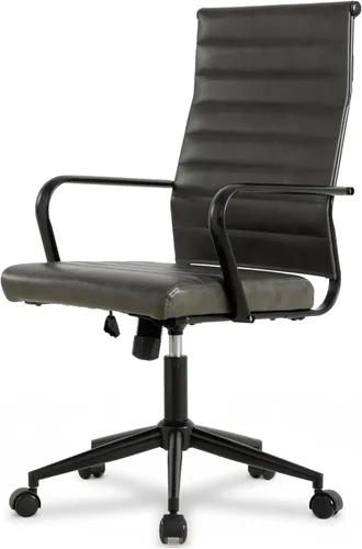 Miniatura 13 de Silla de oficina ergonómica Okeysen, sillas modernas de cuero acanalado para sala de conferencias, silla ejecutiva ajustable giratoria con ruedas