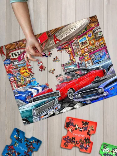 Miniatura 7 de Springbok Muscle Car Museum - Rompecabezas de 1000 piezas para adultos, autos clásicos, piezas de corte único, fabricado en Estados Unidos Museo