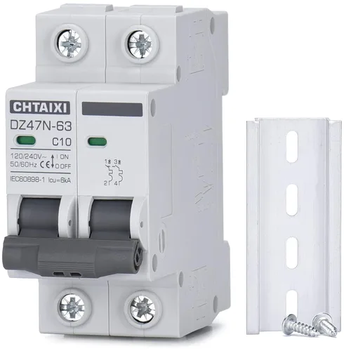 Miniatura 13 de Interruptor de Circuito en Miniatura AC, Interruptor de Circuito de 6 Amp 120V/240V de 2 Polos para Montaje en Riel DIN, Desconexión de CA Solar
