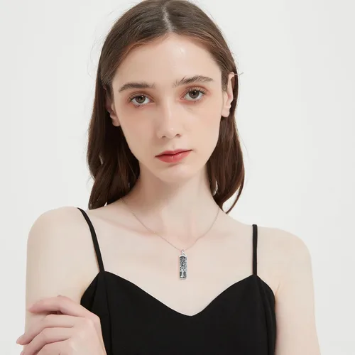 Miniatura 44 de Collar con colgante de urna de cenizas de cremación y árbol de la vida para mujer, plata de ley US1