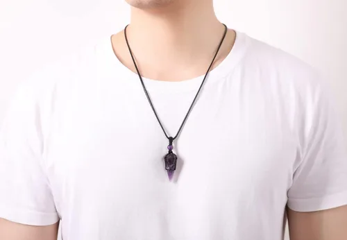 Miniatura 4 de XIANNVXI collar de piedras preciosas de cristal curativo con colgante de pirámide y cadena ajustable, joyería de cuarzo natural reiki para hombres