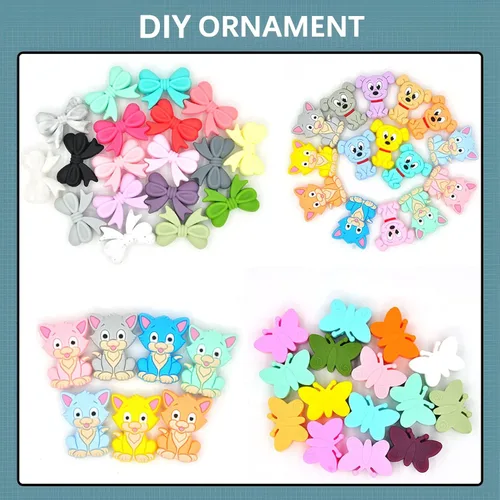 Miniatura 6 de 10 cuentas de silicona de animales lindos para fabricación de joyas a pulseras, cadenas de joyería, bolígrafo, accesorios de cuentas (A5)