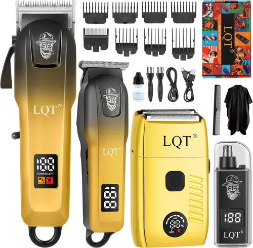 Cortapelos para hombres, con pantalla LED, 4 piezas, cortapelos inalámbricos, recortadora de barba, afeitadora de papel de aluminio y recortadora de