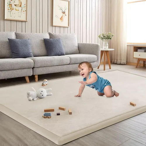 Miniatura 49 de Alfombra de juego para acostar al bebé, alfombrilla para guardería, tapete tipo tatami de espuma viscoelástica de 1.3 pulgadas de grosor, para bebés