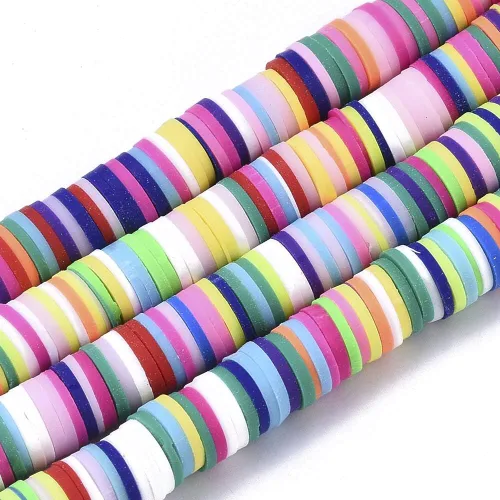 Miniatura 14 de Cuentas Heishi de disco redondo plano de 0.236 pulgadas (0.236 in), cuentas espaciadoras sueltas de arcilla polimérica para pulseras de la amistad