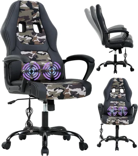 Miniatura 9 de Silla Gamer - Silla ergonómica de masaje para juegos, silla de escritorio de cuero azul para adultos y niños