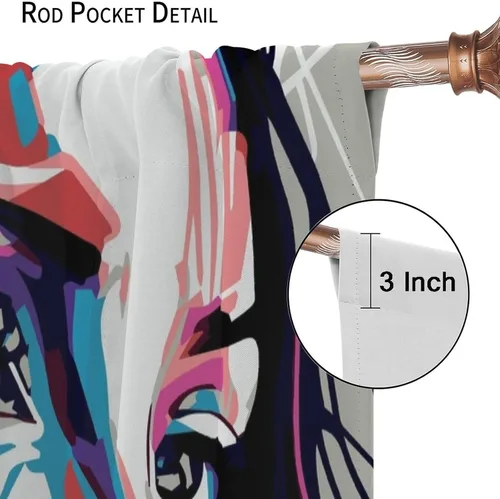 Miniatura 6 de Cortinas de pared de ladrillo, arte pop de grafiti, hermosas cortinas con estampado de chicas americanas para adolescentes, dormitorio, sala