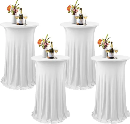 Miniatura 10 de ANMINY Paquete de 4 fundas para mesa de cóctel de elastano con falda con volantes, ropa de cama elástica para mesas redondas de 24 pulgadas