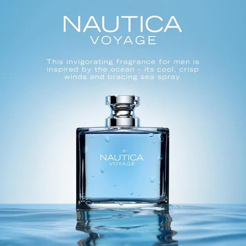 Miniatura 3 de Nautica Voyage Eau De Toilette para hombre, aroma fresco, romántico y frutal, notas de madera y acuáticas de manzana, loto indio, madera de cedro