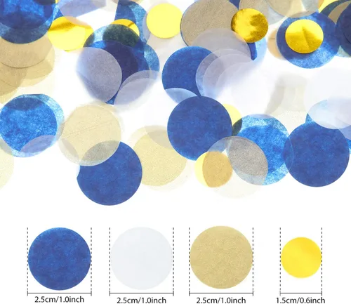 Miniatura 2 de TecUnite - Confeti redondo para decoración de bodas y fiestas de cumpleaños, 1.76 onzas Confeti de oro azul