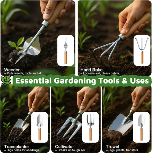 Miniatura 3 de Herramientas de jardinería 10 piezas de herramientas de jardinería resistentes con bolsa organizadora duradera de moda, herramientas de mano