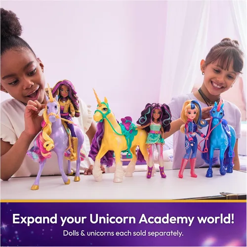 Miniatura 8 de Unicorn Academy Peluche Oficial de Leaf, Animal de Peluche de Unicornio, Juguetes para Niñas de 1 Año en Adelante, Amarillo, 15