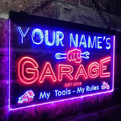 Miniatura 3 de ADVPRO personalizado: tu nombre estación del año, garaje temático, cueva para hombres. Decoración con doble color LED neón signo st6-pp1-tm Rojo