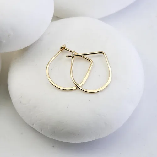 Miniatura 36 de Aretes de aro finos martillados, elegantes plata esterlina geométrica sólida, relleno de oro y relleno de oro rosa; para mujer por Lotus Stone