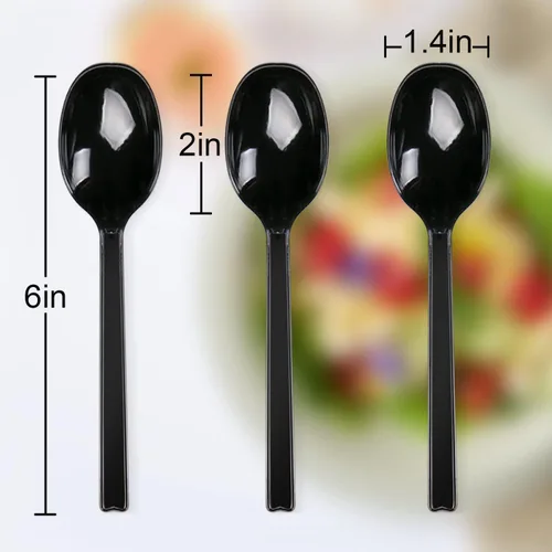 Miniatura 2 de Cucharas de plástico envueltas individualmente, 100 cucharas desechables resistentes a granel, ideales para fiestas, restaurantes, viajes y comida